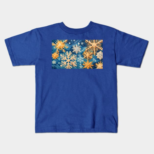 Snowflakes in van Gogh Style Kids T-Shirt by FineArtworld7